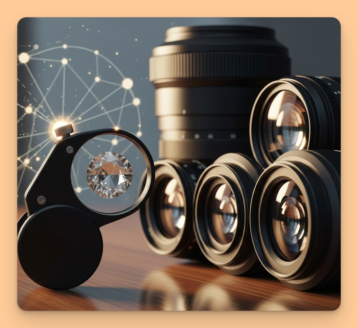 An image of a gemologist's loupe or a set of camera lenses, symbolizing the different ways to analyze store data.